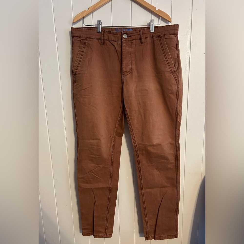 Tainted Denim Slim Fit Brown Pants
